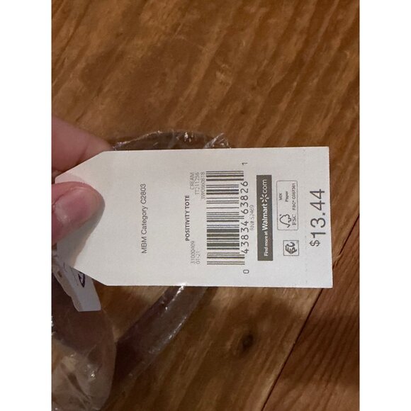 NWD Time Tru We Are All In This Together Canvas Beige Tote Bag Rainbow Positive - Picture 8 of 10